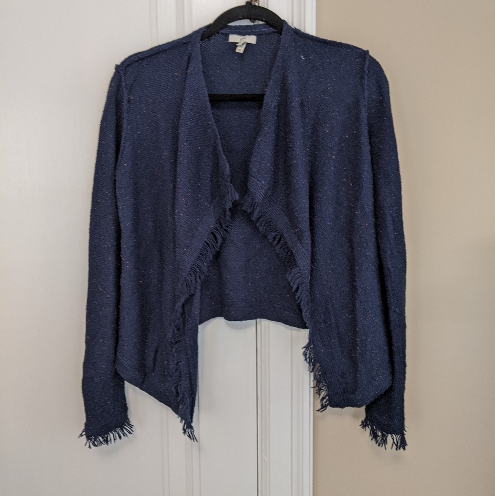 Joie Nalah Draped Fringe Trim Cardigan Sweater